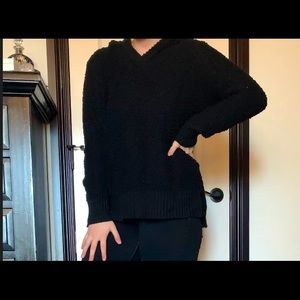 Black fuzzy pullover with hood